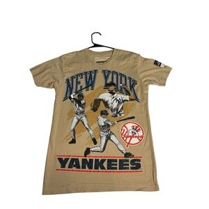 New York Yankees Sports Mens Shirt Small Brown Crew Neck Mitchell & Ness Graphic